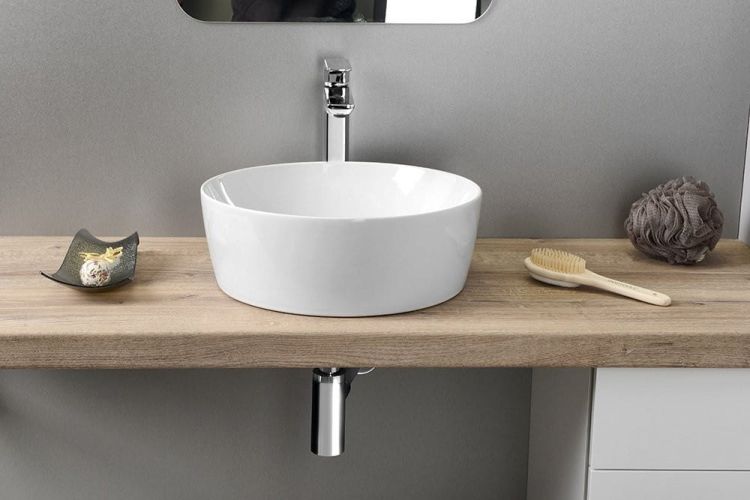 SAND umywalka ceramiczna nablatowa, średnica 40 cm, biały ExtraGlaze