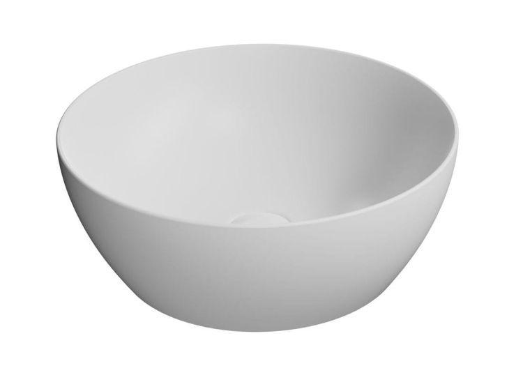 PURA umywalka ceramiczna nablatowa, średnica 42 cm, biały mat