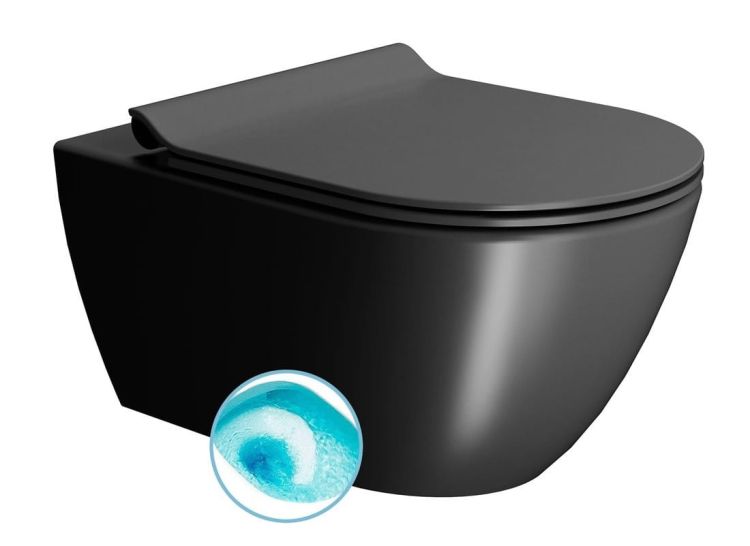 PURA WC wiszące, Swirlflush, 55x36 cm, czarny dual-mat