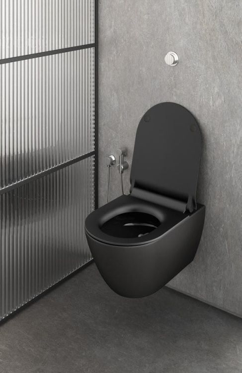 PURA WC wiszące, Swirlflush, 55x36 cm, czarny dual-mat