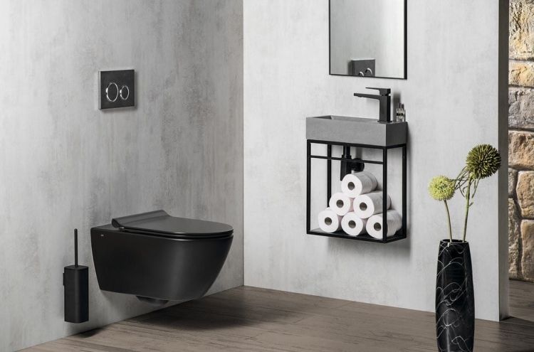 PURA WC wiszące, Swirlflush, 55x36 cm, czarny dual-mat