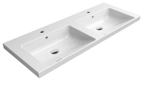 Przejdź do produktu NORM umywalka ceramiczna podwójna 125x50 cm, biały ExtraGlaze