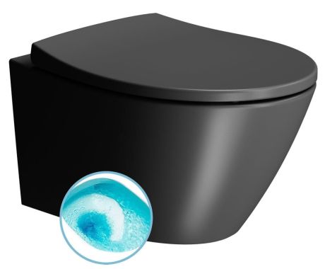 Przejdź do produktu MODO WC wiszące, Swirlflush, 37x52 cm, czarny dual-mat
