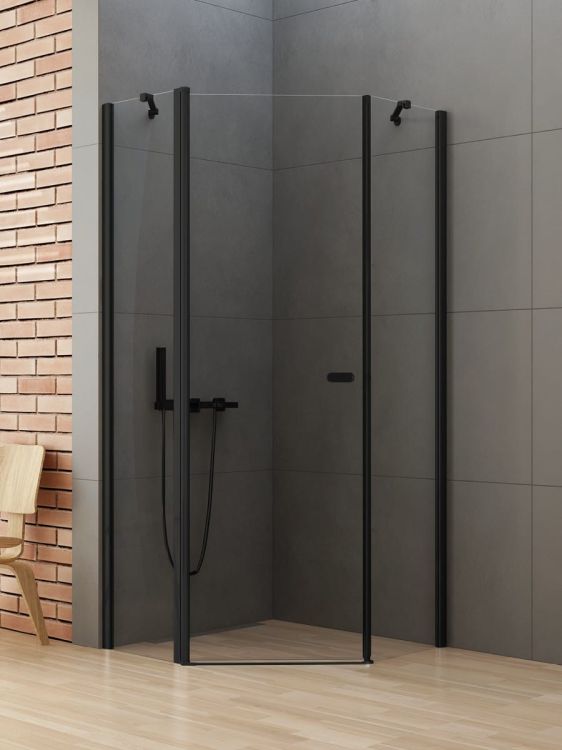 KABINA NEW SOLEO BLACK 1D PIĘCIOKĄTNA U 90x90x195 CZYSTE 6mm ACTIVE SHIELD 2.0