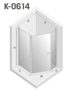 NZ2 KABINA NEW SOLEO BLACK 1D PIĘCIOKĄTNA ASYMETRYCZNA U 100x80x195 CZYSTE 6mm ACTIVE SHIELD 2.0 KOLUMNA NA DŁ. ŚCIANCE