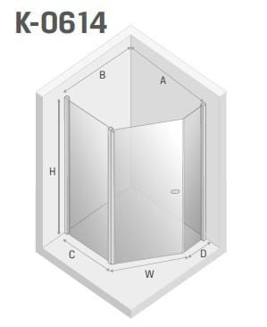 NZ2 KABINA NEW SOLEO BLACK 1D PIĘCIOKĄTNA ASYMETRYCZNA U 100x80x195 CZYSTE 6mm ACTIVE SHIELD 2.0 KOLUMNA NA DŁ. ŚCIANCE