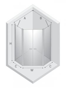 NZ2 KABINA NEW SOLEO BLACK 2D PIĘCIOKĄTNA  80x80x195 CZYSTE 6mm ACTIVE SHIELD 2.0