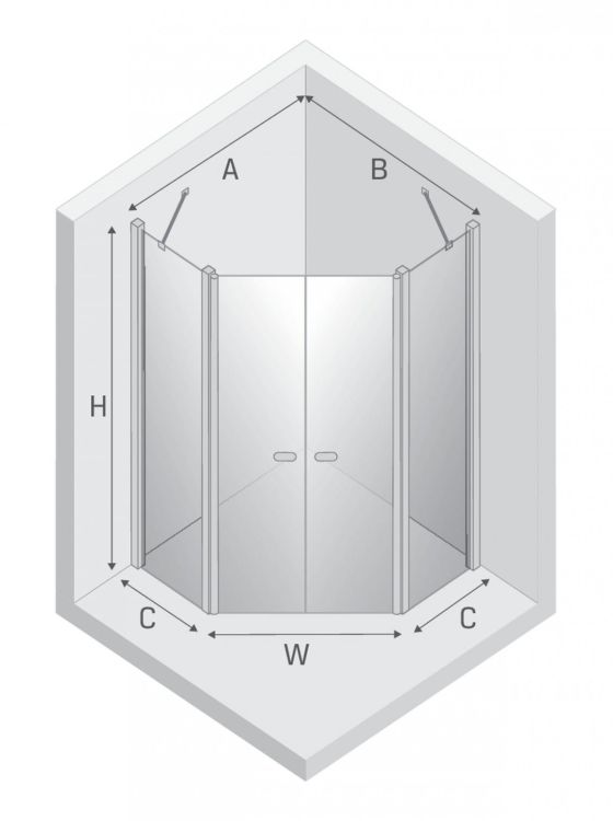 NZ2 KABINA NEW SOLEO BLACK 2D PIĘCIOKĄTNA  80x80x195 CZYSTE 6mm ACTIVE SHIELD 2.0