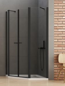 NZ2 KABINA NEW SOLEO BLACK 2D PIĘCIOKĄTNA ASYMETRYCZNA  100x80x195 CZYSTE 6mm ACTIVE SHIELD 2.0