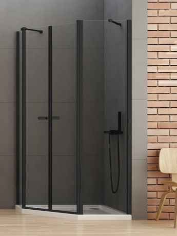 Przejdź do produktu NZ2 KABINA NEW SOLEO BLACK 2D PIĘCIOKĄTNA ASYMETRYCZNA  100x80x195 CZYSTE 6mm ACTIVE SHIELD 2.0
