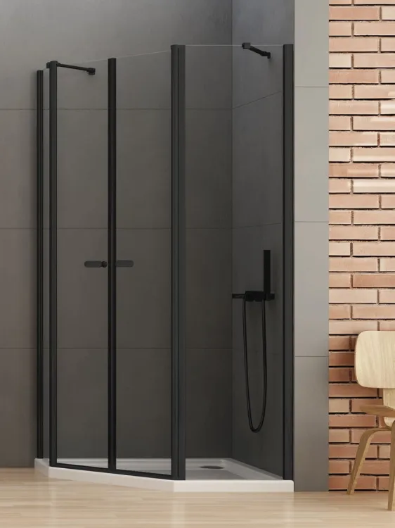 NZ2 KABINA NEW SOLEO BLACK 2D PIĘCIOKĄTNA ASYMETRYCZNA  100x80x195 CZYSTE 6mm ACTIVE SHIELD 2.0