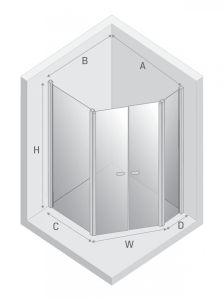 NZ2 KABINA NEW SOLEO BLACK 2D PIĘCIOKĄTNA ASYMETRYCZNA  100x80x195 CZYSTE 6mm ACTIVE SHIELD 2.0