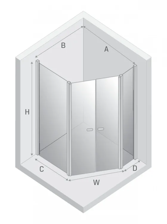 NZ2 KABINA NEW SOLEO BLACK 2D PIĘCIOKĄTNA ASYMETRYCZNA  100x80x195 CZYSTE 6mm ACTIVE SHIELD 2.0