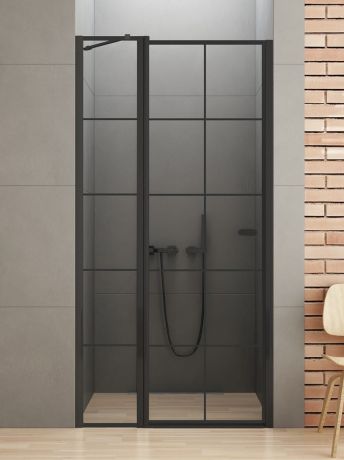 Przejdź do produktu DRZWI WNĘKOWE NEW SOLEO BLACK 1D L 90x195 CZYSTE 6mm ACTIVE SHIELD 2.0 WZÓR KRATKA