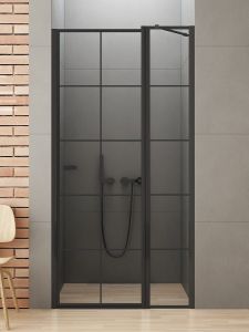 DRZWI WNĘKOWE NEW SOLEO BLACK 1D P 90x195 CZYSTE 6mm ACTIVE SHIELD 2.0 WZÓR KRATKA