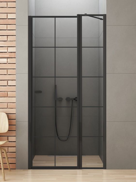 DRZWI WNĘKOWE NEW SOLEO BLACK 1D P 90x195 CZYSTE 6mm ACTIVE SHIELD 2.0 WZÓR KRATKA