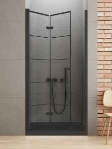 DRZWI WNĘKOWE NEW SOLEO BLACK 1D L 90x195 CZYSTE 6mm ACTIVE SHIELD 2.0 WZÓR KRATKA