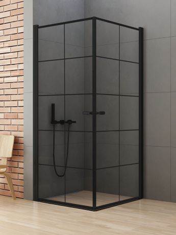 Przejdź do produktu KABINA NEW SOLEO BLACK 2D KWADRATOWA U 90x90x195 CZYSTE 6mm ACTIVE SHIELD 2.0 WZÓR KRATKA