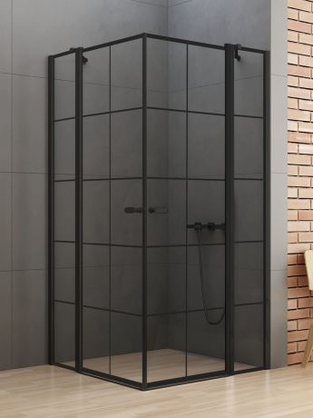Przejdź do produktu KABINA NEW SOLEO BLACK 2D KWADRATOWA  90x90x195 CZYSTE 6mm ACTIVE SHIELD 2.0 WZÓR KRATKA