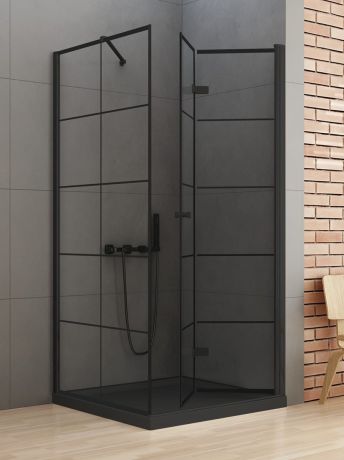 Przejdź do produktu KABINA NEW SOLEO BLACK 1D PROSTOKĄTNA P 80x90x195 CZYSTE 6mm ACTIVE SHIELD 2.0 WZÓR KRATKA