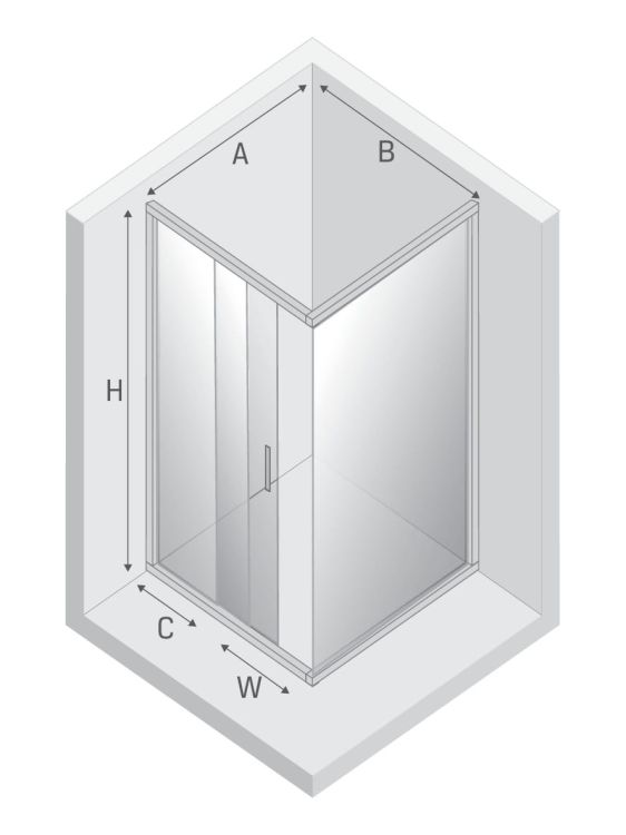 KABINA ALTA III 1D PROSTOKĄTNA U 100x80x195 CZYSTE 6mm ACTIVE SHIELD 2.0
