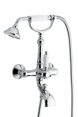 Bateria wannowa Retro ścienna ze słuchawką prysznicową Emmevi Laguna 40011CR chrom