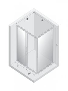 KABINA NEW CORRINA 1D PROSTOKĄTNA U 120x90x195 CZYSTE 6mm ACTIVE SHIELD 2.0