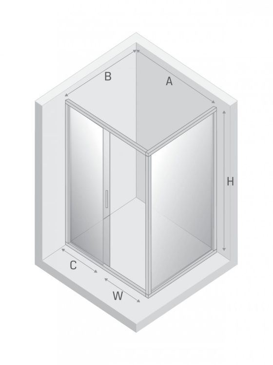 KABINA NEW CORRINA 1D PROSTOKĄTNA U 120x90x195 CZYSTE 6mm ACTIVE SHIELD 2.0