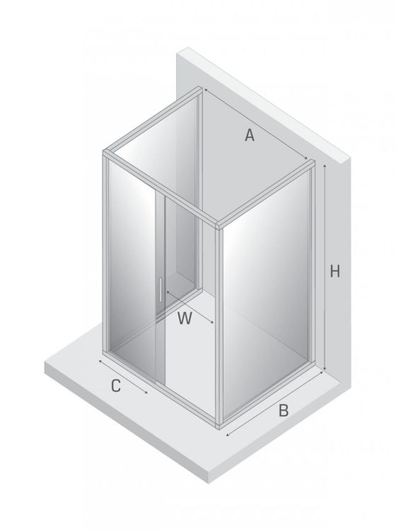 KABINA NEW CORRINA 1D PROSTOKĄTNA PRZYŚCIENNA U 100x80x195 CZYSTE 6mm ACTIVE SHIELD 2.0