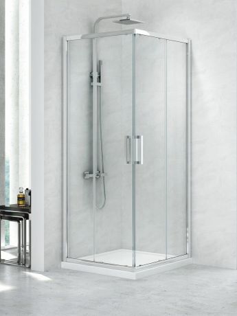 Przejdź do produktu KABINA NEW PRAKTIC 2D KWADRATOWA U 100x100x195 CZYSTE 6mm ACTIVE SHIELD 2.0