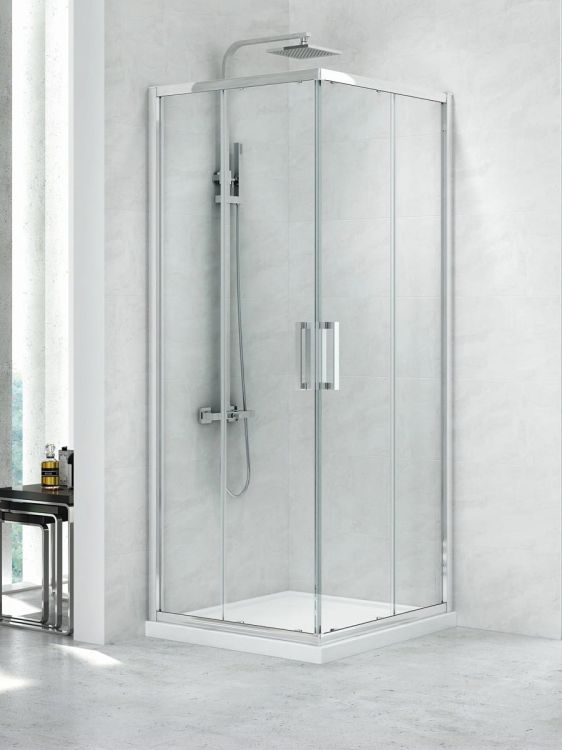 KABINA NEW PRAKTIC 2D KWADRATOWA U 100x100x195 CZYSTE 6mm ACTIVE SHIELD 2.0