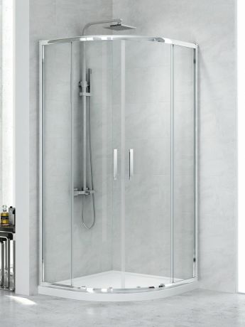Przejdź do produktu KABINA NEW PRAKTIC 2D PÓŁOKRĄGŁA U 90x90x195 CZYSTE 6mm ACTIVE SHIELD 2.0