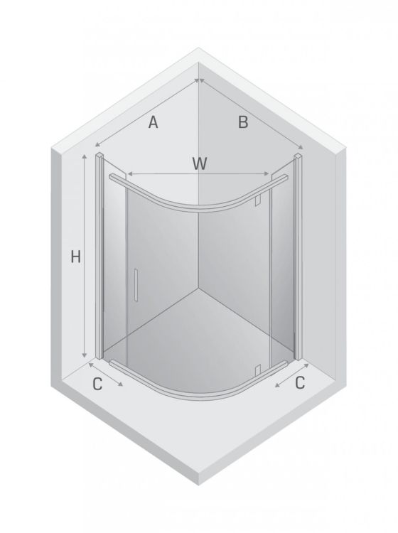 KABINA NEW KOMFORT 1D PÓŁOKRĄGŁA U 80x80x195 CZYSTE 6mm ACTIVE SHIELD 2.0