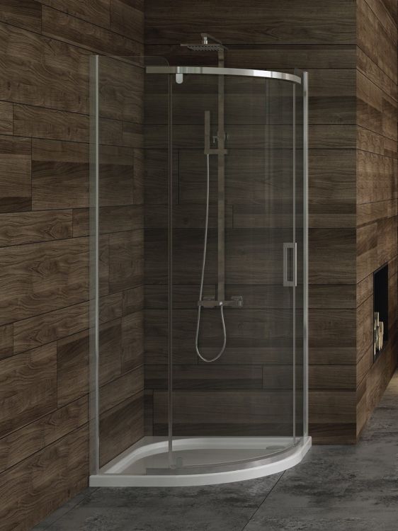 KABINA NEW KOMFORT 1D PÓŁOKRĄGŁA U 90x90x195 GRAFIT 6mm ACTIVE SHIELD 2.0