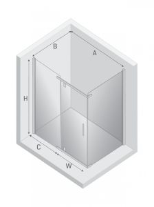 KABINA NEW KOMFORT 1D PROSTOKĄTNA U 100x80x195 CZYSTE 6mm ACTIVE SHIELD 2.0