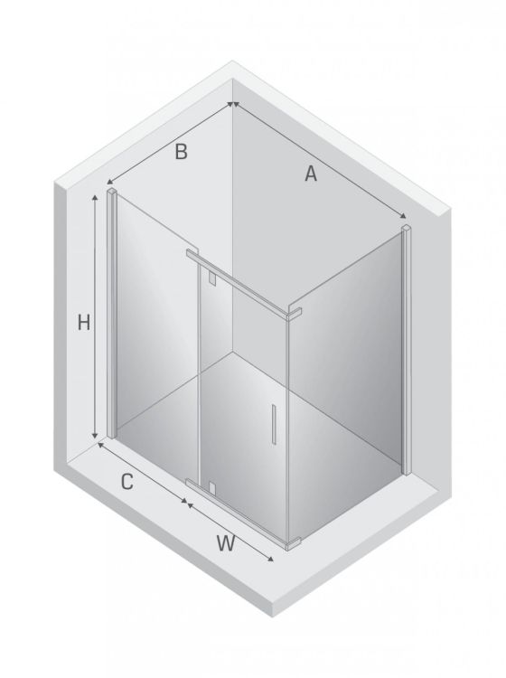 KABINA NEW KOMFORT 1D PROSTOKĄTNA U 120x90x195 CZYSTE 6mm ACTIVE SHIELD 2.0