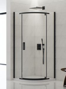 KABINA NEW KOMFORT BLACK 1D PÓŁOKRĄGŁA U 90x90x195 CZYSTE 6mm ACTIVE SHIELD 2.0