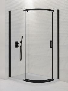 KABINA NEW KOMFORT BLACK 1D ASYMETRYCZNA U 100x80x195 CZYSTE 6mm ACTIVE SHIELD 2.0
