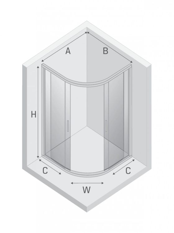 KABINA NEW VARIA 2D PÓŁOKRĄGŁA U 80x80x190 CZYSTE 6mm ACTIVE SHIELD