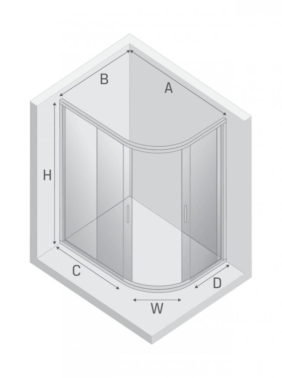 KABINA NEW VARIA 2D ASYMETRYCZNA U 120x85x190 CZYSTE 6mm ACTIVE SHIELD
