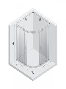 KABINA NEW VARIA BLACK 2D PÓŁOKRĄGŁA U 90x90x190 GRAFIT 6mm ACTIVE SHIELD