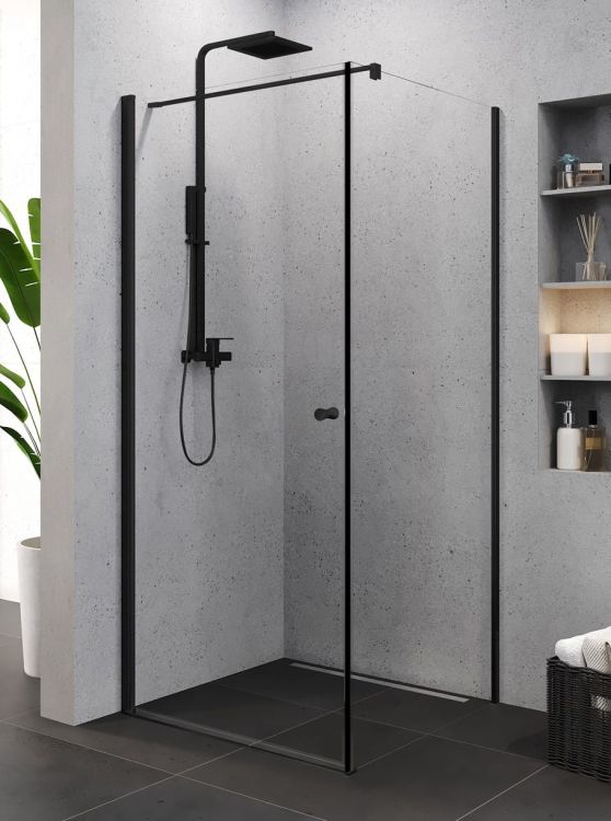KABINA SUPERIA BLACK 1D KWADRATOWA U 80x80x195 CZYSTE 6mm ACTIVE SHIELD