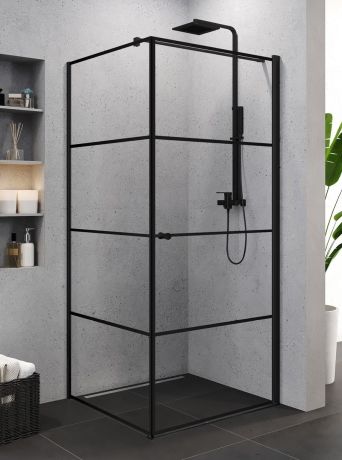 Przejdź do produktu KABINA SUPERIA BLACK 1D KWADRATOWA P 90x90x195 CZYSTE 6mm ACTIVE SHIELD WZÓR PASY