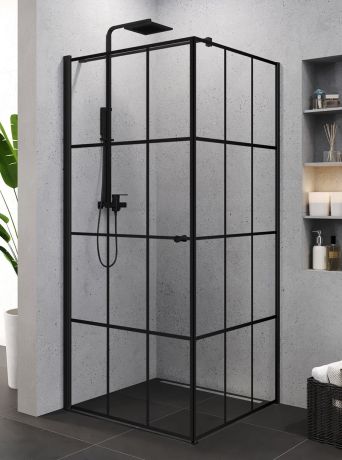 Przejdź do produktu KABINA SUPERIA BLACK 1D KWADRATOWA L 90x90x195 CZYSTE 6mm ACTIVE SHIELD WZÓR KRATKA