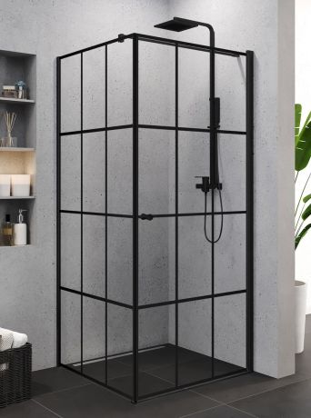 Przejdź do produktu KABINA SUPERIA BLACK 1D KWADRATOWA P 90x90x195 CZYSTE 6mm ACTIVE SHIELD WZÓR KRATKA