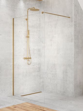 Przejdź do produktu KABINA VELIO SATIN GOLD WALK-IN U 80x200 CZYSTE 8mm ACTIVE SHIELD