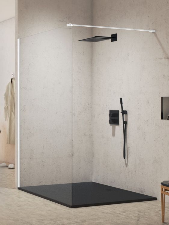 NZ2 KABINA NEW MODUS WHITE WALK-IN U 100x200 CZYSTE 8mm ACTIVE SHIELD 2.0