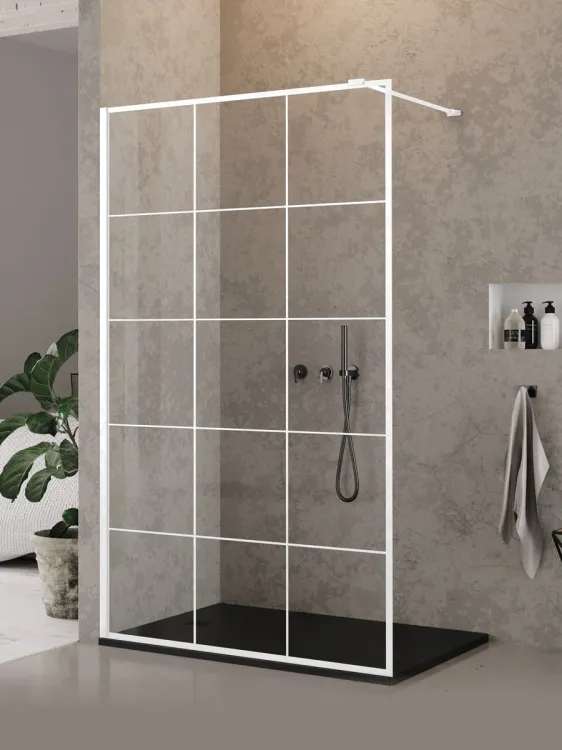 NZ6 KABINA NEW MODUS WHITE WALK-IN U 70x200 CZYSTE 8mm ACTIVE SHIELD 2.0 WZÓR KRATKA