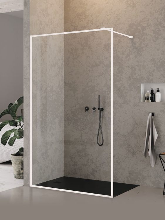 NZ6 KABINA NEW MODUS WHITE WALK-IN U 90x200 CZYSTE 8mm ACTIVE SHIELD 2.0 WZÓR RAMKA