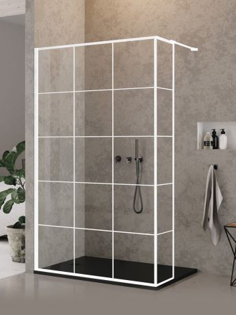 Przejdź do produktu NZ6 KABINA NEW MODUS WHITE WALK-IN U 100x200 CZYSTE 8mm ACTIVE SHIELD 2.0 WZÓR KRATKA